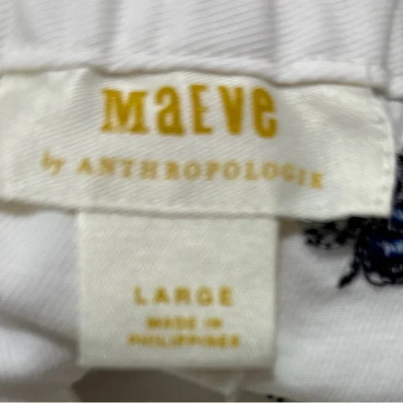 Anthropologie Navy & White Cropped Wide-Leg Pants with Side Stripe - Picture 4 of 8